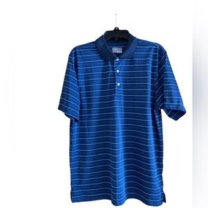 Grand Slam Performance Men’s Blue Striped Golf Polo‎ Shirt Wicking Size Large